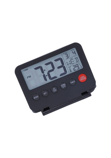 Lcd Ekranlı, Tarih, Sıcaklık, Erteleme Ve Arka Aydınlatmalı Küçük Dijital Seyahat Çalar Saati, Pil İle Çalışan Masa Saati