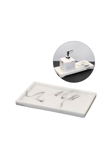 Homyl Tuvalet Vanity Tepsi Lüks Reçine Küvet Mumlar Beyaz Beyaz