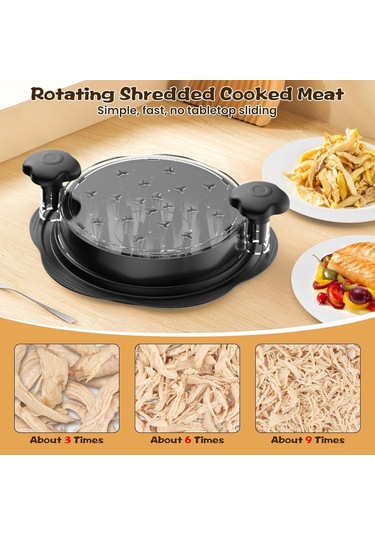 Shineyee Dstana Elma Aleti, Manuel Tavuk Dilimleyici, Cam Gözlük, Ergonomik Tutamak, Paslanmaz Çelik Çatal Ve Nilon Fırça İçeren Siyah Alet Seti Siyah