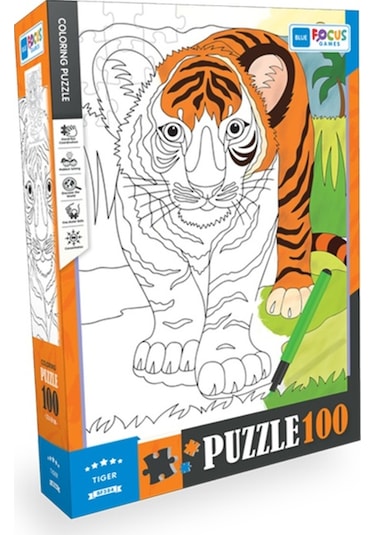 Blue Focus 100 Parça Coloring Puzzle - Tiger Kaplan