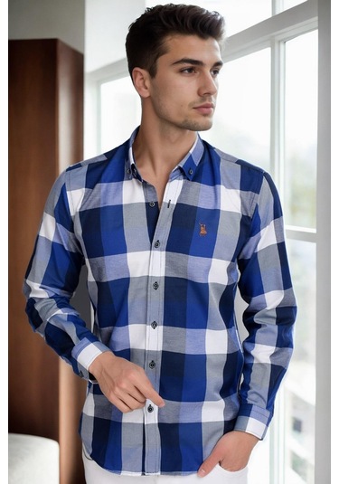 G962 Dewberry Erkek Gömlek-lacivert-mavi Lacivert-mavi