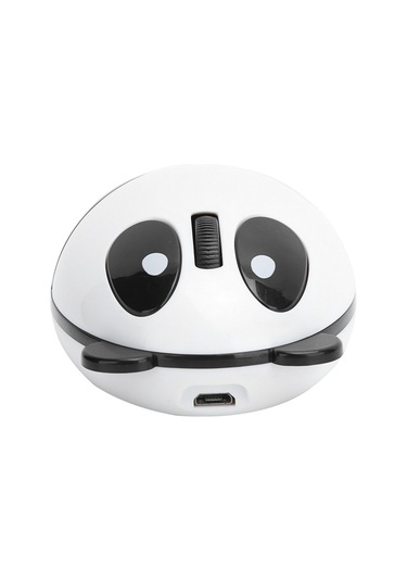 Lemestar Kablosuz Panda Desenli Optik Fare - Yenilenebilir Pil, 10m Menzil, 1200 Dpı, Usb Alıcı, 3 Tuşlu Beyaz-siyah