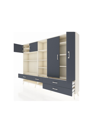 Arges Dolap 12 Raflı 4 Çekmeceli 4 Kapaklı 220x30x163 Aytaşı-antr Aytaşı-antrasit