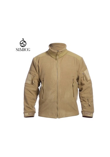 Yeni Kalınlaştırılmış Erkek Dik Yaka Polar Ceket/rüzgarlık/sıcak Polar Ceket/dış Giyim Haki