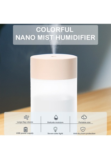 Fosenze Ev Ve Araç Kullanıma Uygun Usb Nemlendirici Aromaterapi Makinesi - Renkli Işık Ve Otomatik Kapanma Özelliği + 10 Pamuk Sapı Pembe