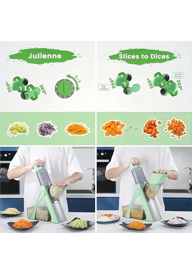 Trendooze Gaojunshop01 Senbowe Yeşil Sebze Doğrayıcı, 3-16mm Kalınlık Ayarı Yeşil
