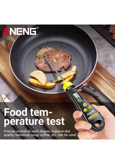Yifomall Aneng Htc-6 Dijital Ölçü Kaşığı Ve Mutfak Termometresi, Hassas Ağırlık Ölçümü G/oz/lb Ve Sıcaklık Kontrolü / , Siyah, Cr2032 Pil İle Teslim