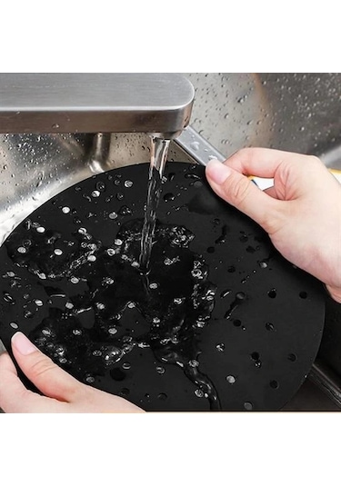 Buffer Renkli Isıya Dayanıklı Yıkanılabilir Silikon Fırın Ve Airfryer Yuvarlak Pişirme Matı 20 Cm Çok Renkli