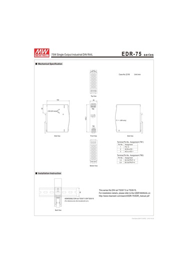 Ortalama İyi Edr-75-24 Ac-dc Anahtarlama Din Ray Güç Kaynağı, 24 Volt, 3.2 Amp, 76.8 Watt