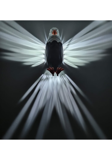 Yulong Kartal Şeklinde Renkli Dekoratif Gece Lambası / Aplik Beyaz - Siyah