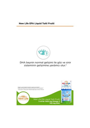 New Life Efa Liquid Tutti Frutti Balık Yağı Şurubu 150 Ml 2 Adet