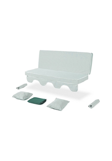 Erinöz Salıncak Minder Takımı 2 Kişilik Süngerli -minder: Yeşil Çizgil Yeşil