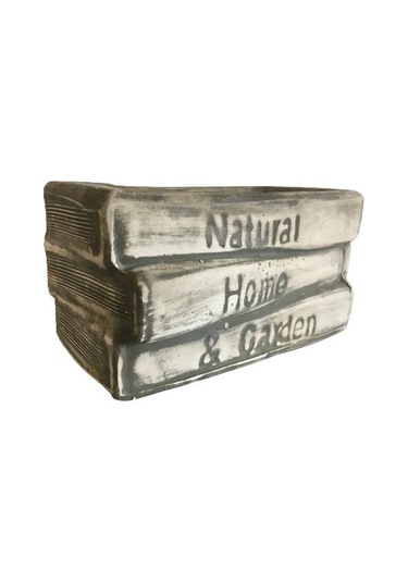 Büyük Boy Dekoratif Eskitme Kitap Saksı Yeşil Renk