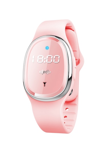 Shineyee M19 Ultrasonik Kovucu Bileklik - Bebek, Hamile Ve Yetişkinler İçin Dış Mekan Uyumlu - Saat Fonksiyonlu - Pembe