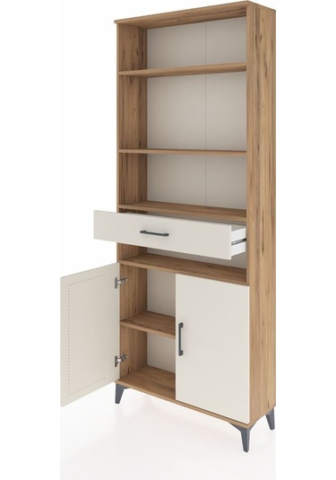 Arges Dolap 5 Raflı Tek Çekmeceli 2 Kapaklı 88x30x221 Çam-aytaşı Atlas Çam