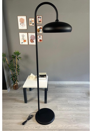 Siyah Lambader Modern Dekoratif Metal Oturma Odası Çalışma Odası Zemin Lambası 6995 Siyah