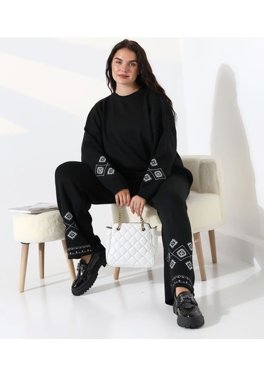 Marakeş Esintisi Alt-üst Triko Takım Siyah