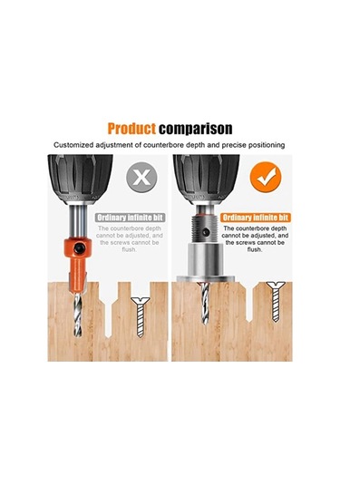 Wealthglow Derinlik Stoplu 2 Paket 8mm Metal Havşa, Ağaç Işleme, Plastik, Delme Için Metal Delme Ahşap Matkap Uçları Uçlar Yok D62sno