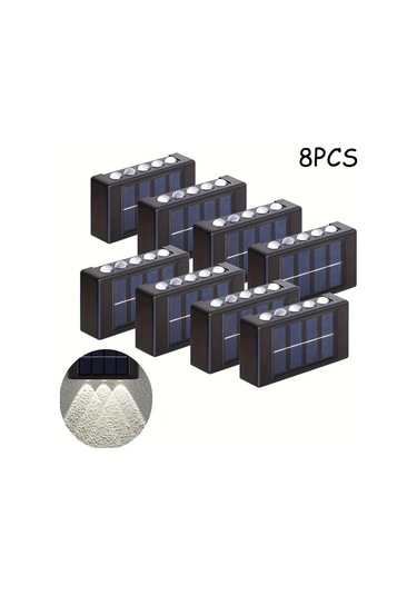 Xuweiwei 8 Adet Beyaz Işık 10 Led Güneş Duvar Lambası Dış Mekan Aydınlatma Dekoratif Bahçe Avlu Teras Beyaz Işık