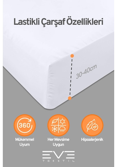 Eve Tekstil %100 Pamuk Ranforce Çarşaflı Yastık Ve Yorgan Kılıflı Çift Kişilik Nevresim Takımı 200x220 Cm Beyaz