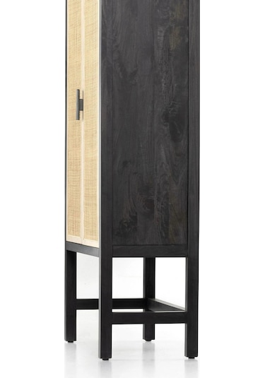 Noir Masif Ahşap Rattan Detaylı Büfe Dolap