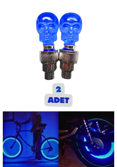 2 Adet Mavi Renk Hareket Sensörlü Led Işıklı Sibop Kafatası
