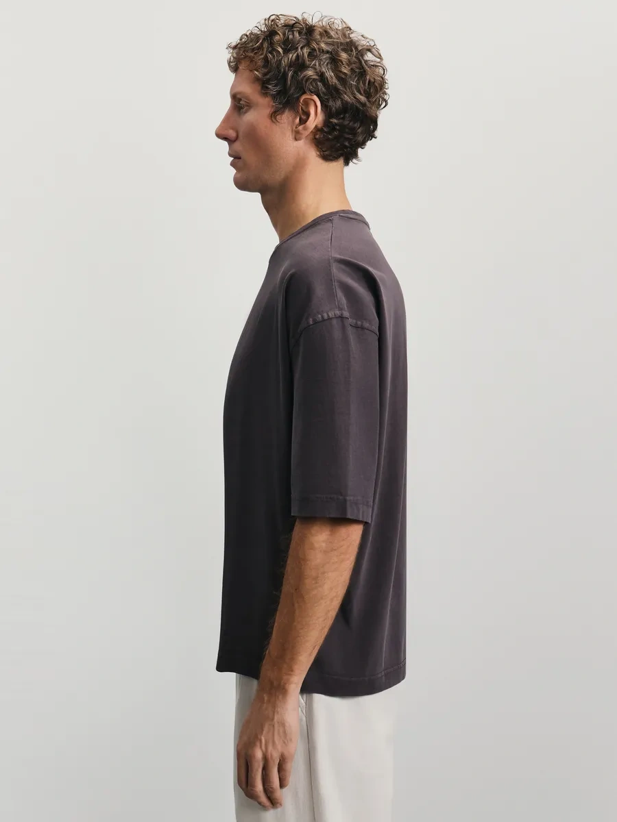 Zarına Oversize Yazlık Pamuklu Düz Renkli Tişört 430281108 Koyu Kahverengi