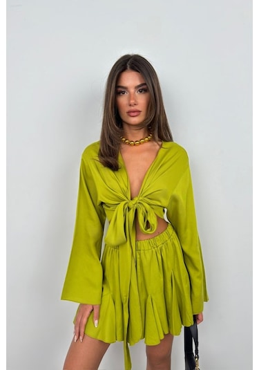 Bel Lastikli Kiloş Etek Lime