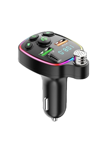 Bluetooth Araç Kiti Araç Fm Transmitter Usb Type-c Mp3 Sd Kart Flash Için Uygun Pd Çakmaklık Girişli