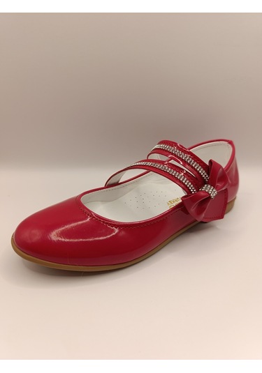 Kız Çocuk Rugan Kaydırmaz Taban Babet Kırmızı