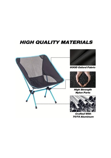 Dashanshop Ergonomik Alüminyum Katlanabilir Kamp Sandalyesi Açık Mavi Hafif Taşınabilir 99 79kg Kapasite Açık Mavi