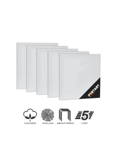 Portart Tuval %100 Pamuk 15x15 Cm 5'li Paket