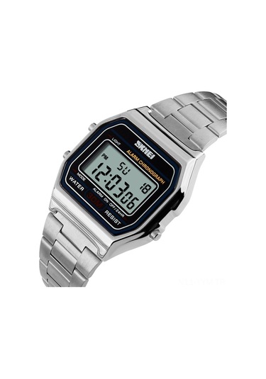 Geeksen Skmeı 1123 Unisex Dijital Saat - Ticari Ve Spor Tarzı, Tarih/hafta Gösterimi, Kronometre, Alarm, Led Işık, 30m Su Geçirmezlik, Çelik Kordon Gümüş Çok Renkli