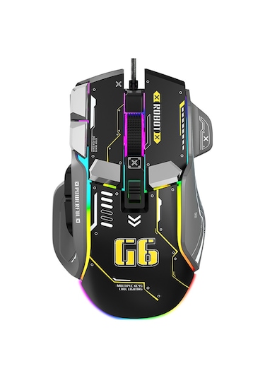 Reedark G6 Rgb 12 Tuşlu Mekanik Mouse Kablolu Oyun Mouse Ergonomik Tasarım 10 Tuşlu Makro Programlanabilir Ayar