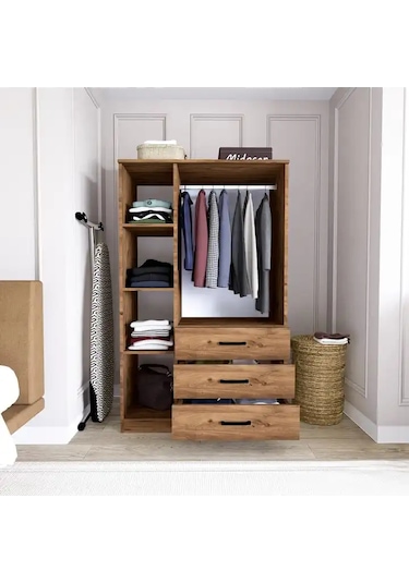 Easy Atlantik Çam 3 Kapılı 3 Çekmeceli Çok Amaçlı Elbise Dolabı Atlantik Çam