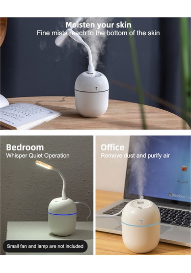 Skycity Usb Sürekli Buharlandıran Ev Ofis Araç Kullanıma Uygun 2 Seviye Buhar 5-10 Saat Süre 100g Hafif Sessiz İşleyen Beyaz Nemlendirici
