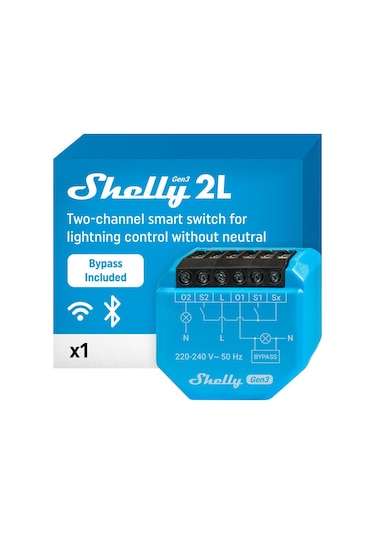 Shelly 2l Gen3 Nötrsüz 2 Kanallı Akıllı Röle