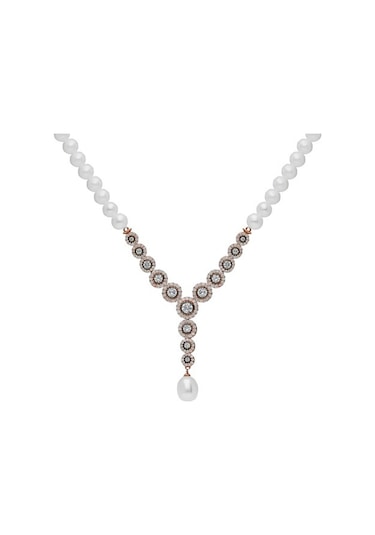 Chavin Rose Inci Gümüş Kolye Küpe Bileklik Yüzük Takım Set Dz42