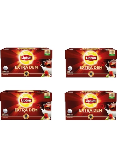 Lipton Extra Dem Demlik Süzen Poşet Siyah Çay 100'lü Paket X 4 Adet