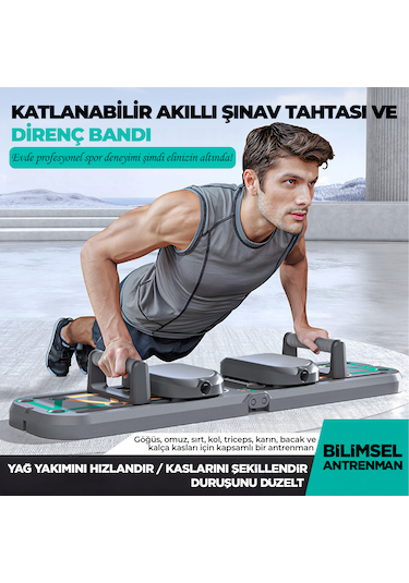 Çok Fonksiyonlu Akıllı Şınav Egzersiz Tahtası Direnç Lastik Bandı Taşınabilir Antrenman Sistemi