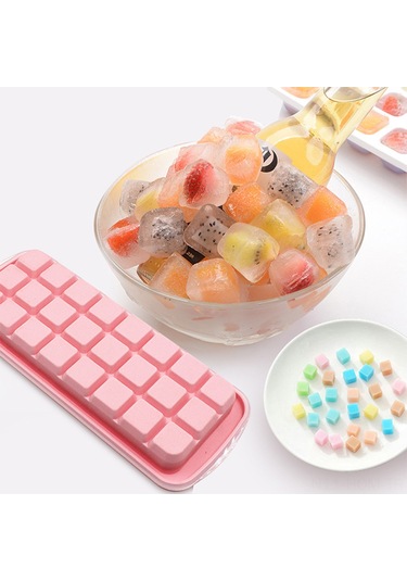 Suofeng Pembe 24 Hücre Silikon Buzluk Kapaklı Ev Ve Bar Kullanıma Uygun Buz Hazırlama Kutusu Çok Renkli