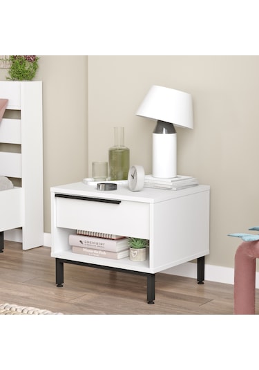 Robin Home Lidya Komodin Çekmeceli Metal Ayaklı Beyaz