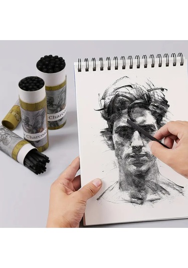 Eskiz Çizimi Ve Tonlama, Kara Kalem, Doğal Söğüt Kömürü Çubukları 5/7mm-25 Adet