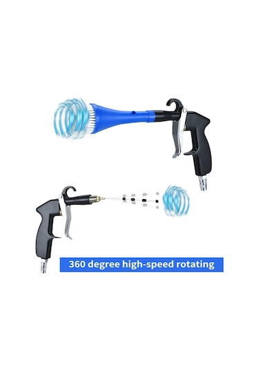 Folinda Abs Ve Paslanmaz Çelik Oto İç Döşeme Temizleme Silahi - Fırça Ve Toz Blower Fonksiyonu İle 2 Açık Burun Mavi