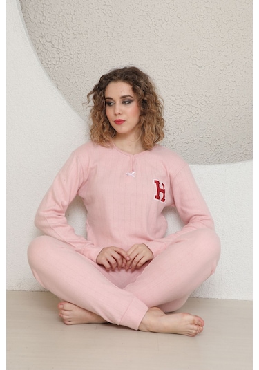 Sleeproom Fitilli Mevsimlik Kadin Pijama Takim Pudra
