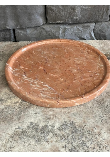 Gül Pembesi Mermer Tepsi 26x3 Beyaz