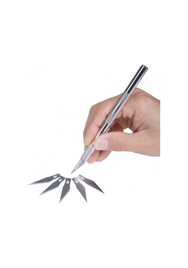 Bianyo. Kretuar Bıçağı. Metal Saplı. 5 Yedek Uçlu. Kretuar Seti.