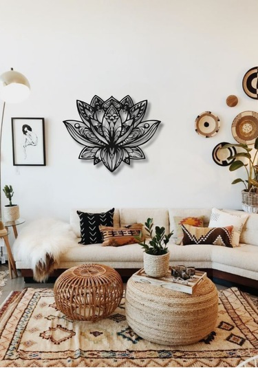 Mandala Lotus Çiçeği Metal Duvar Dekoru