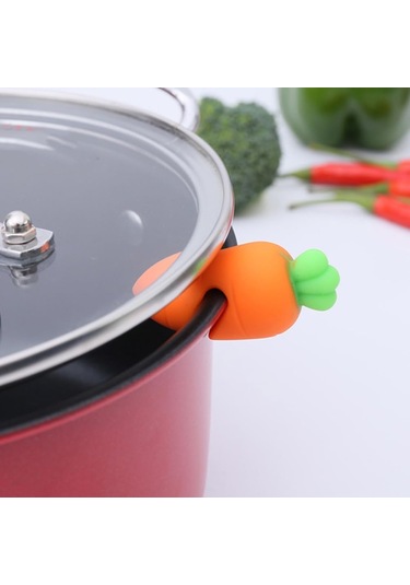 4pcs Dökülme Geçirmez Silikon Pot Kapağı Kaldırıcılar Pot Kapağı Kaldırıcı Isıya Dayanıklı Pot Kapak Desteği Önleyici Pişirme Pot Kapağı Tutucusu Üzerinde Kaynatma Ahşap