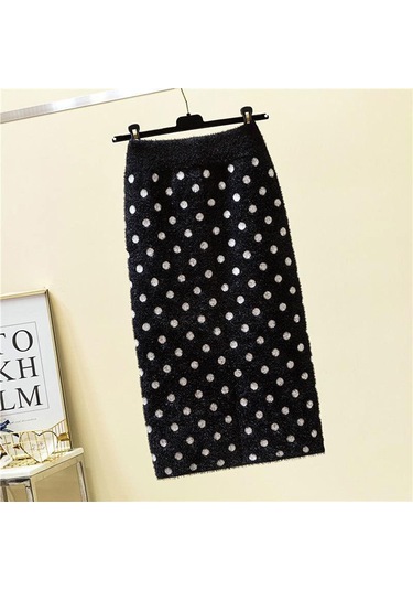 Sonbahar Kış Kadın Midi Örme Etek Kadın Etek Yüksek Bel Kalınlaşmak Taklit Vizon Kadife Katı Ince Etekler Beyaz